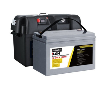 120Ah Deep Cycle Battery & FREE Battery Box 12V AGM Marine Sealed
