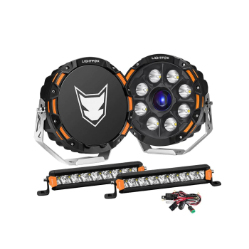 LIGHTFOX 9 Osram Laser LED Driving Lights + 8inch LED Light Pods + Wiring Kit