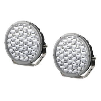 HULK 9 ROUND LED DRIVING LIGHTS - PAIR - SILVER BEZEL