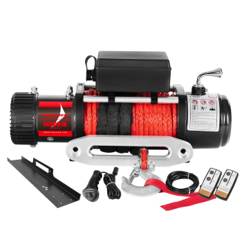 Fieryred 14500LBS 12V Synthetic Rope Electric Winch with Cradle