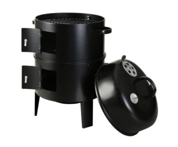 Grillz 3-in-1 Charcoal BBQ Smoker - Black