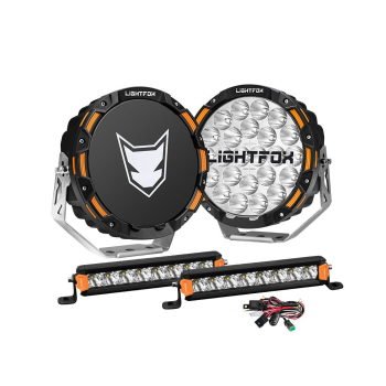 LIGHTFOX OSRAM 9 LED Driving Lights + 8inch LED Light Pods + Wiring Kit