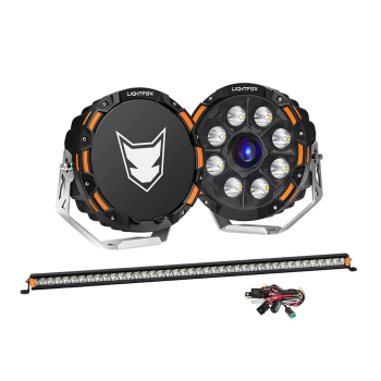 LIGHTFOX 9 Osram Laser LED Driving Lights + 40 LED Light Bar + Wiring Kit