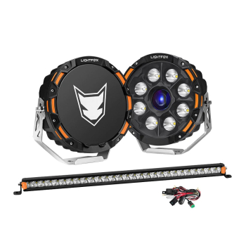 LIGHTFOX 9 Osram Laser LED Driving Lights + 28 LED Light Bar + Wiring Kit