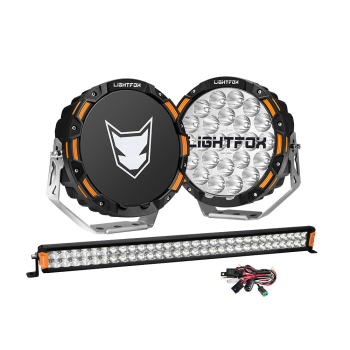 LIGHTFOX OSRAM 9 LED Driving Lights + 30 Dual Row LED Light Bar + Wiring Kit 
