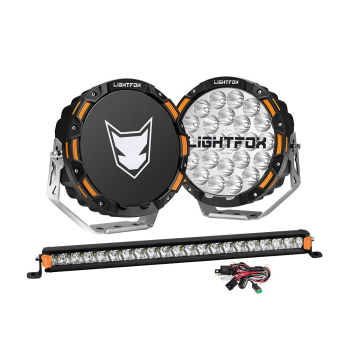 LIGHTFOX OSRAM 9 LED Driving Lights + 20  Single Row LED Light Bar + Wiring Kit