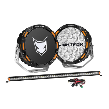 LIGHTFOX OSRAM 9 LED Driving Lights + 40 Single Row LED Light Bar + Wiring Kit