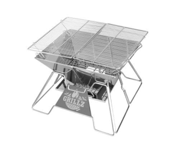 Grillz Camping Fire Pit BBQ 2-in-1 Grill SmokerPortable Stainless Steel