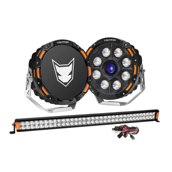 LIGHTFOX 9 Osram Laser LED Driving Lights + 40 LED Dual Row Light Bar + Wiring Kit