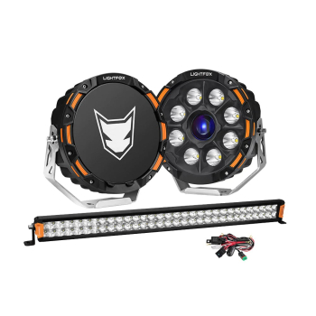 LIGHTFOX 9 Osram Laser LED Driving Lights + 30 LED Light Bar + Wiring Kit
